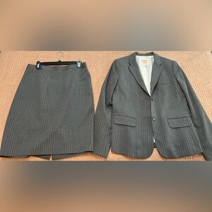Brooks Brothers Wool Charcoal Pinstripe Skirt Suit Jacket and Skirt Set
